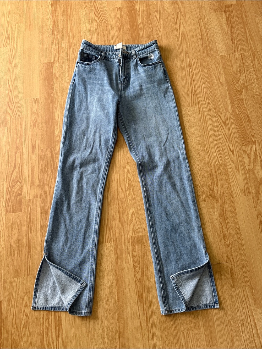 H&M Light Blue Wide Leg Jeans with Hem Slits